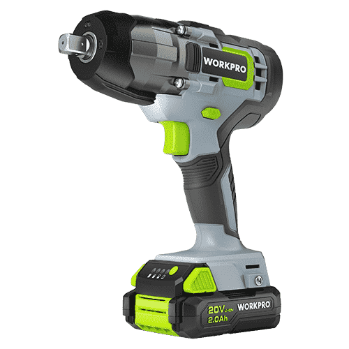 Cordless power drill with innovation and quality features, black and gray body, green battery pack labeled