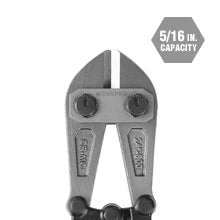 Workpro bi-material bolt cutter for soft metal, bolts, rods, rivets and chain, shown with hinged cutting jaws.