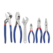 WORKPRO Large Pliers and Wrench Set 6-Piece with blue anti-slip grip handles, durable quality and secure innovation