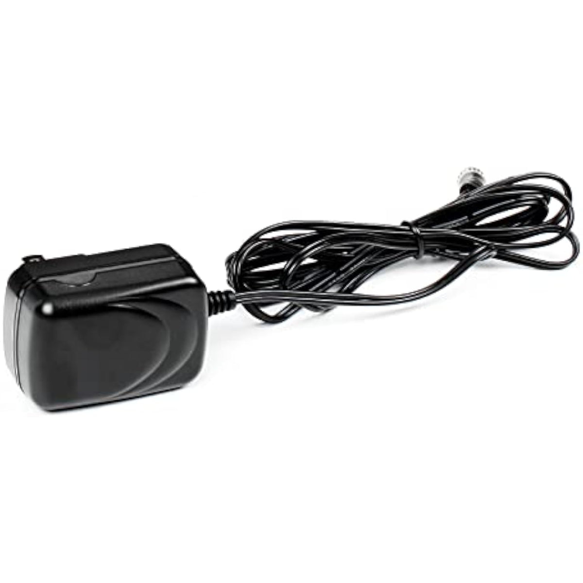 Black replacement charger cord with coiled cable and barrel power plug