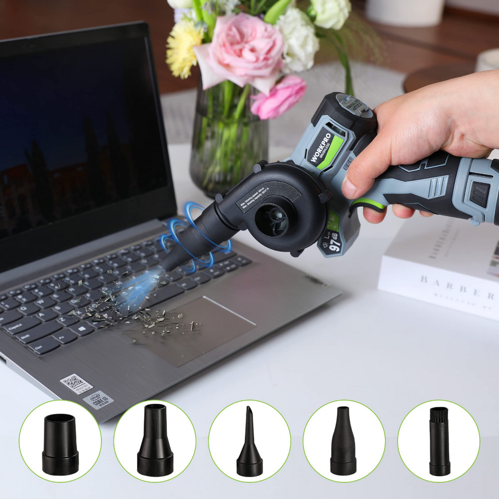 WORKPRO Cordless Detail Belt Sander, Mini Chain Saw, Electric Blower, 3 ...