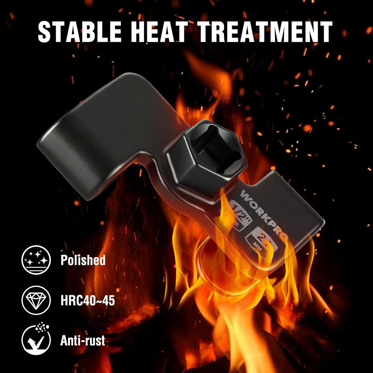 Black WORKPRO 1/2 in drive wrench extender with 21 mm hex socket.
