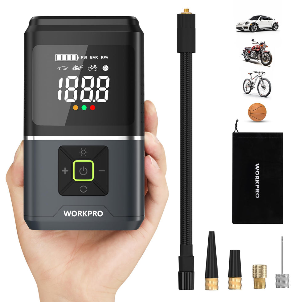 WORKPRO Tire Inflator Portable Air Compressor, 7.2V 5000mAh – WORKPRO TOOLS