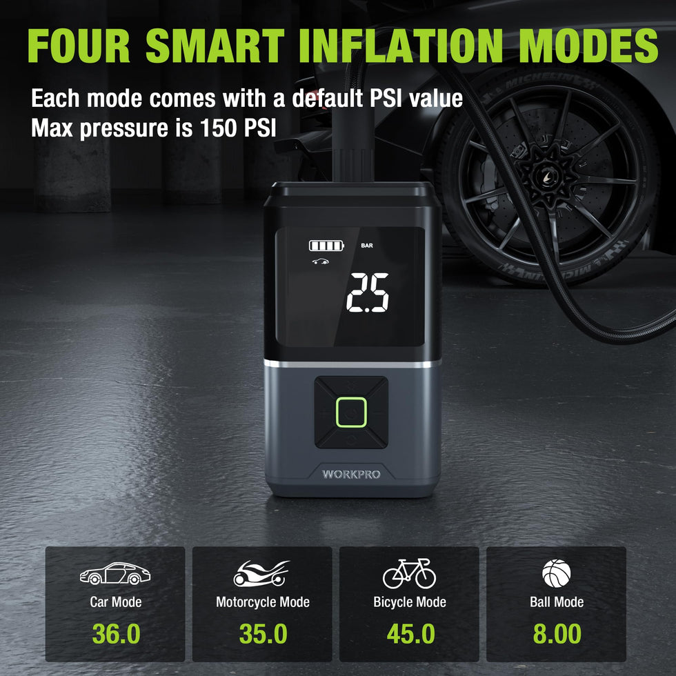 WORKPRO Tire Inflator Portable Air Compressor, 7.2V 5000mAh – WORKPRO TOOLS