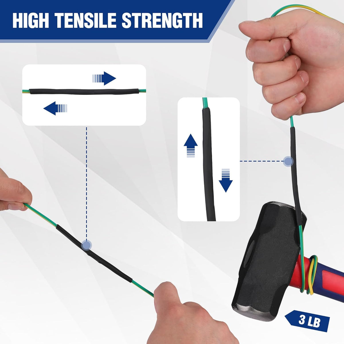 Black dual-wall adhesive heat shrink tubing shrinking over a wire connection