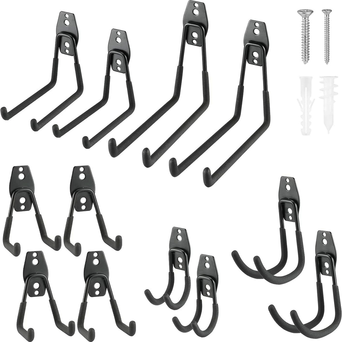 WORKPRO 12 Pcs garage hook set in black steel with innovation quality and durable secure utility mounting