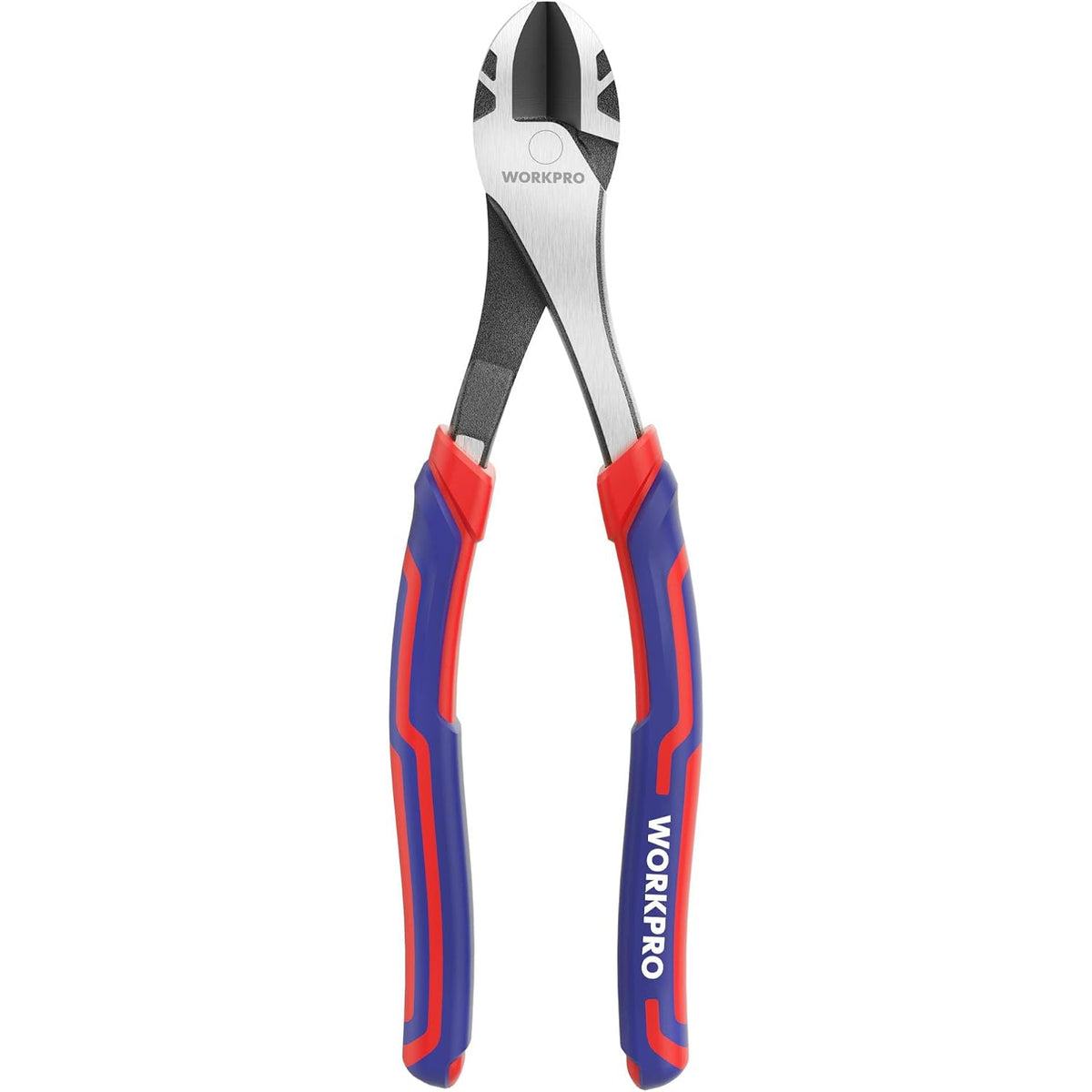 WORKPRO diagonal cutting pliers with red/blue anti-slip handles and CRV steel jaws