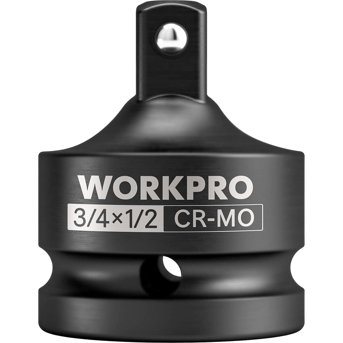 WORKPRO 34 inch to 12 inch impact socket adapter in black with spring-loaded ball detent locking, secure