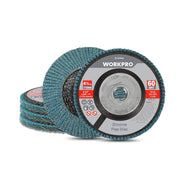 WORKPRO 5 Pack Zirconia flap disc sanding wheels in blue with innovation quality and durable Type 27