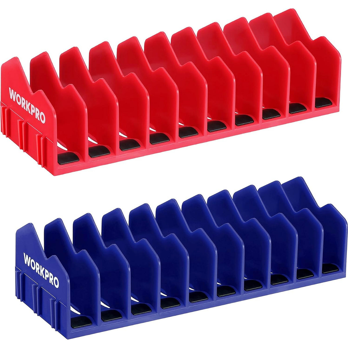 WORKPRO 2-Pack plier organizer rack red plastic tool box organizer with non-slip rubber base for secure storage