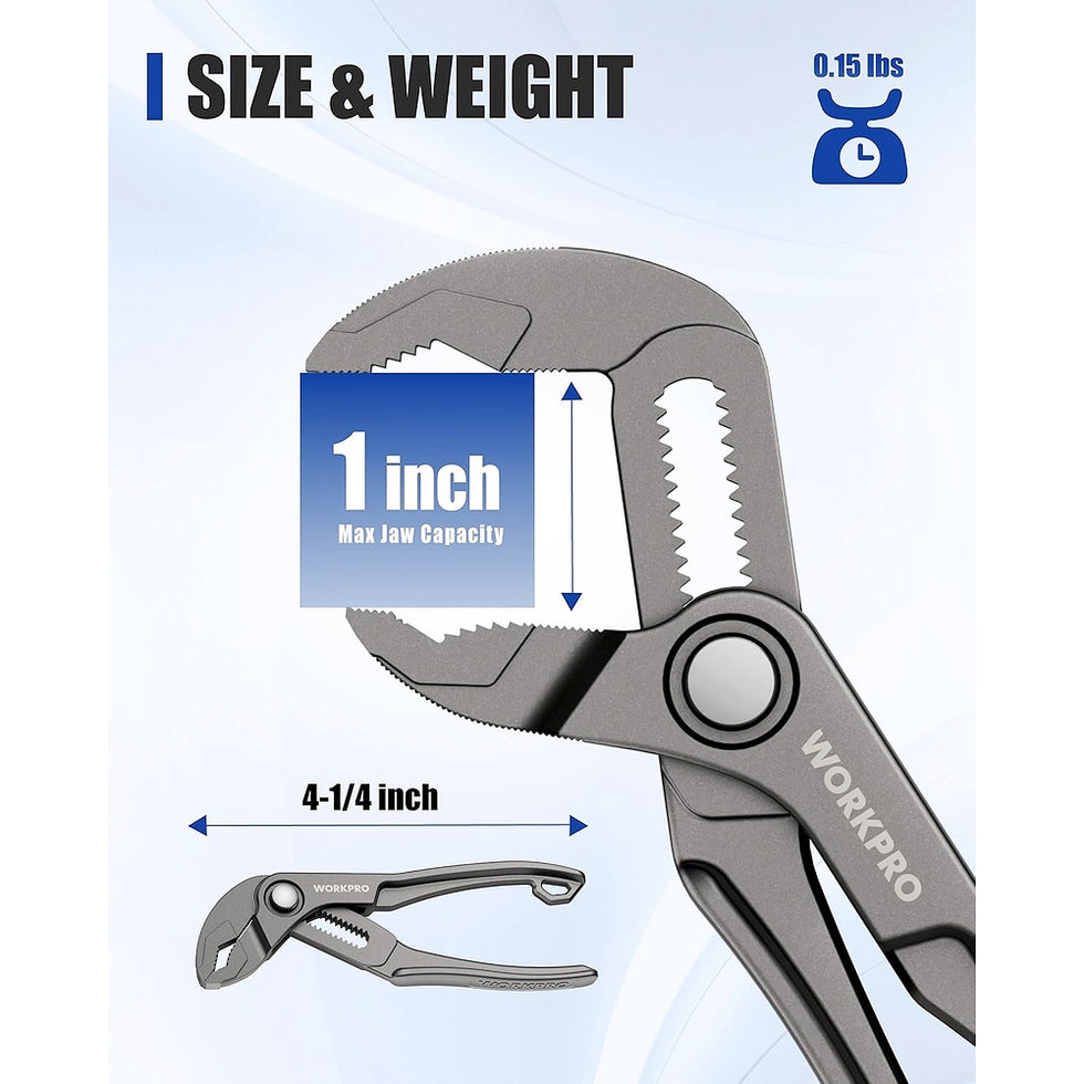 WORKPRO Mini Water Pump Pliers, 4-Inch Groove Joint Pliers, Fast ...