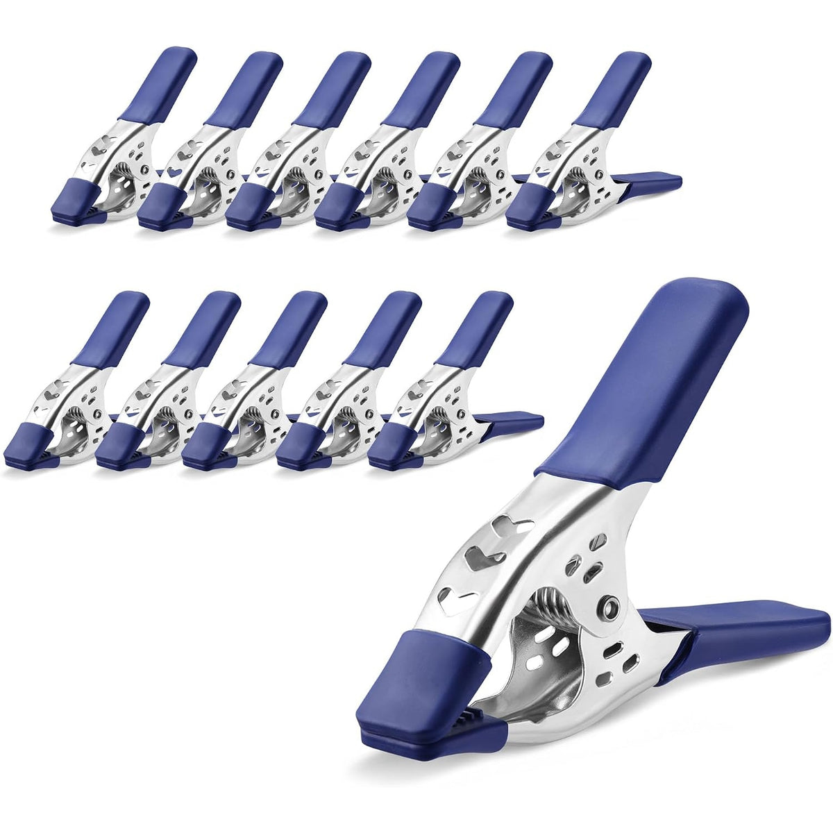 Workpro 6 inch spring clamps with blue handles and ergonomic one-hand design for woodworking and household repairs