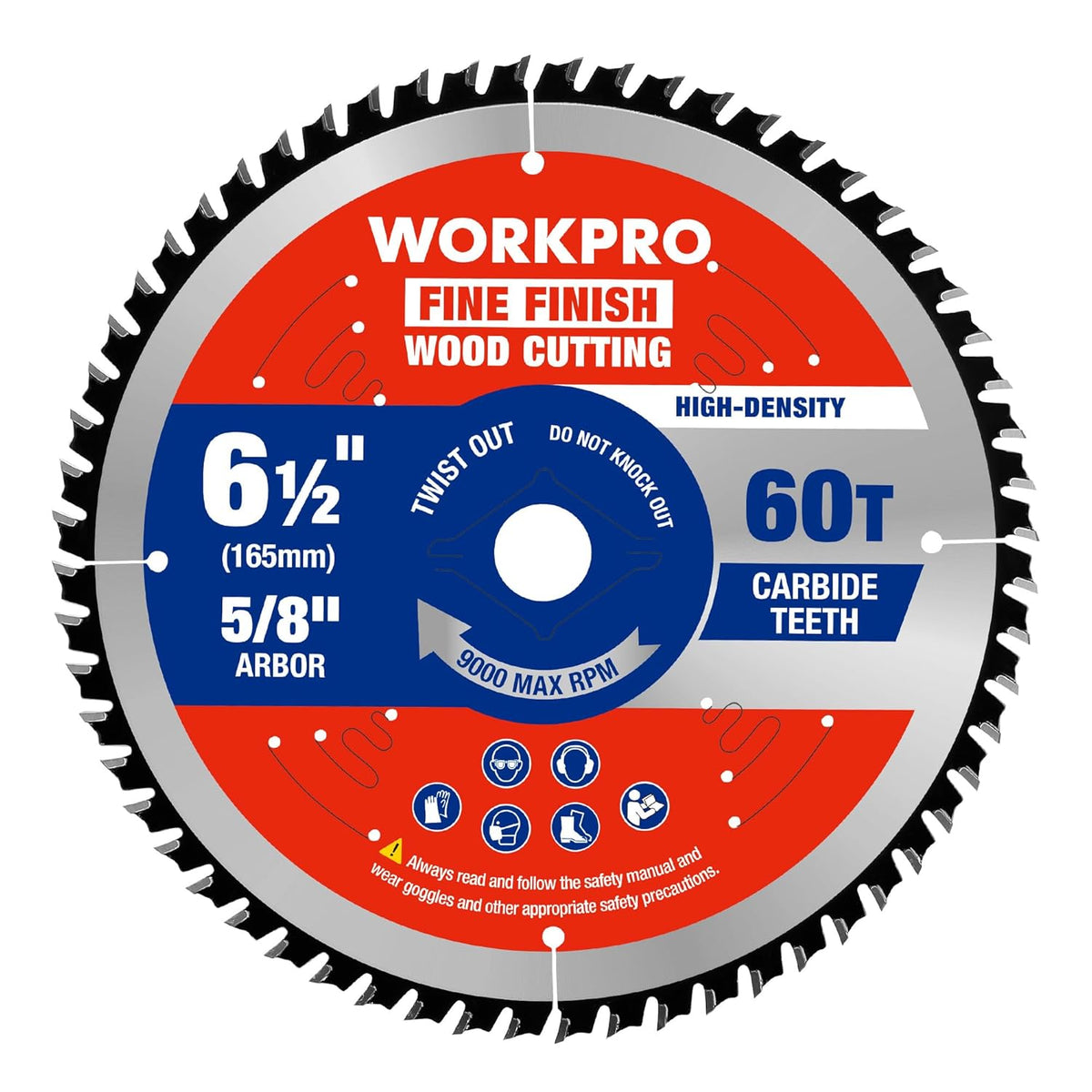 6-1/2 in circular saw blade with 60T carbide teeth, 5/8 in arbor, fine finish