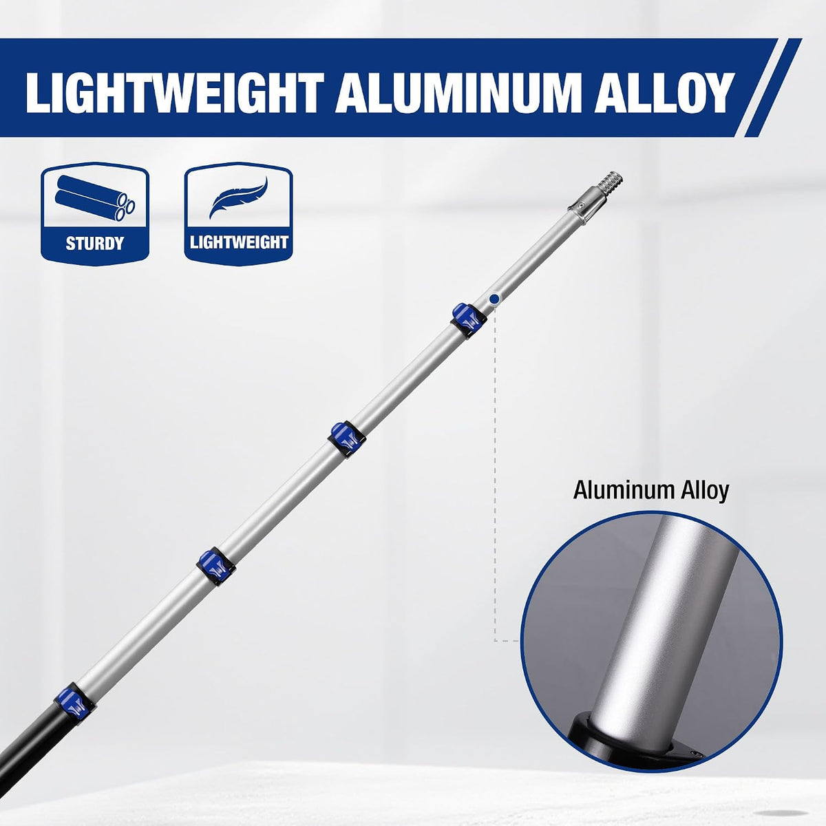 Workpro 20 ft pole in silver with lightweight aluminum alloy construction and adjustable sections for painting
