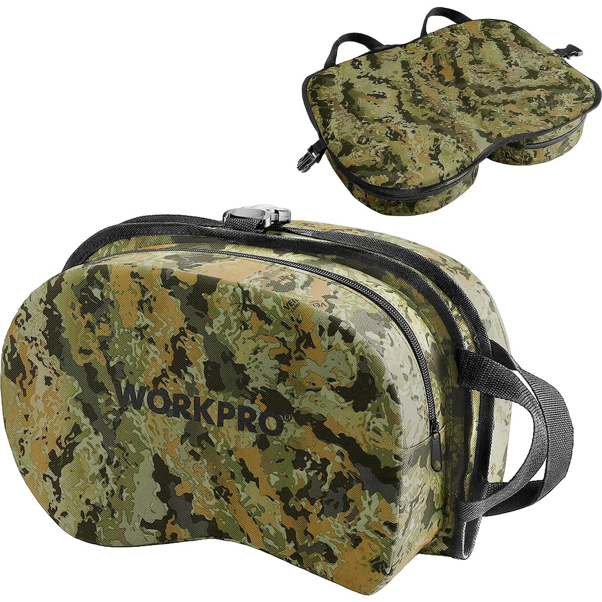 WORKPRO Hunting Seat Cushion in camo with innovation quality, durable double foam and secure carry handles
