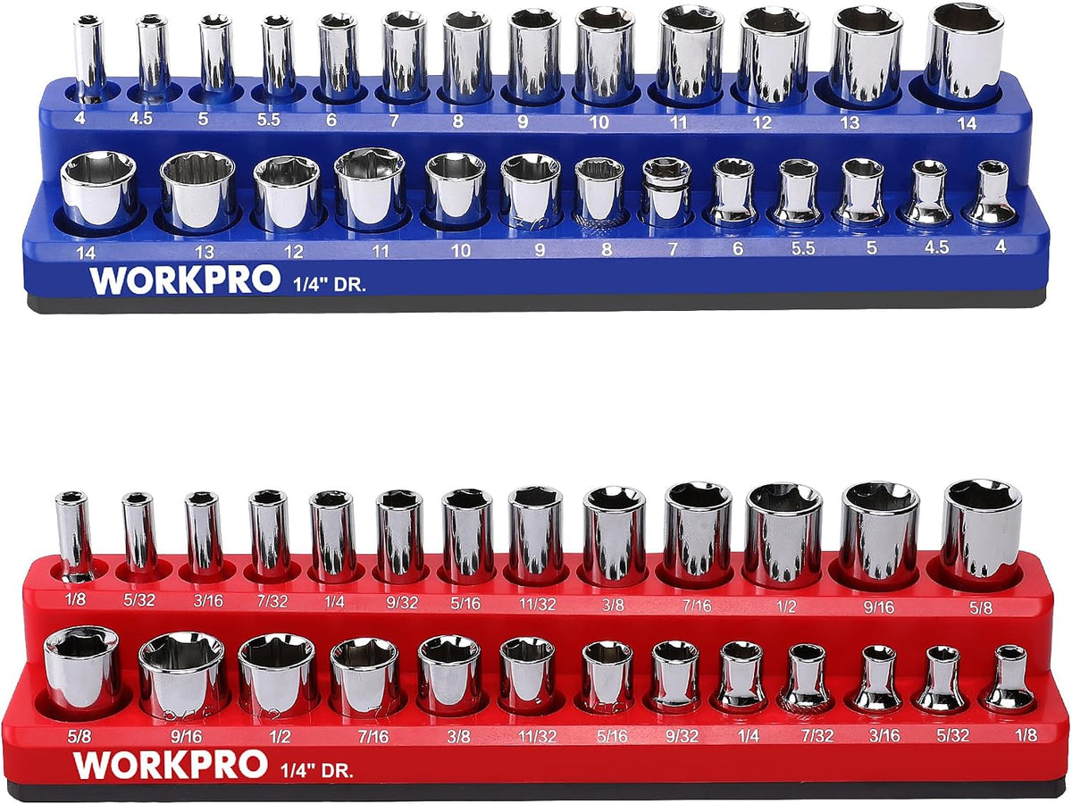 WORKPRO 14-inch Magnetic Socket Organizer Set with innovation quality durable high-quality secure magnetic base