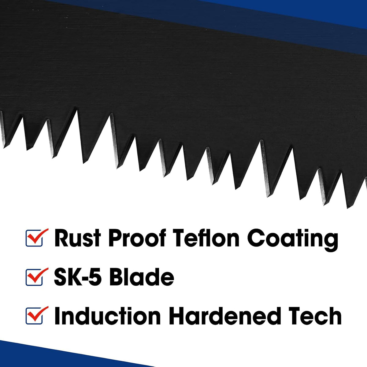 Workpro universal handsaw with non-slip comfortable handle, black blade with Teflon coating and induction hardened technology