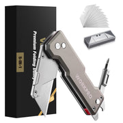 WORKPRO Titanium CNC Machined Utility Knife with extra 10 Blades, Aluminium Handle