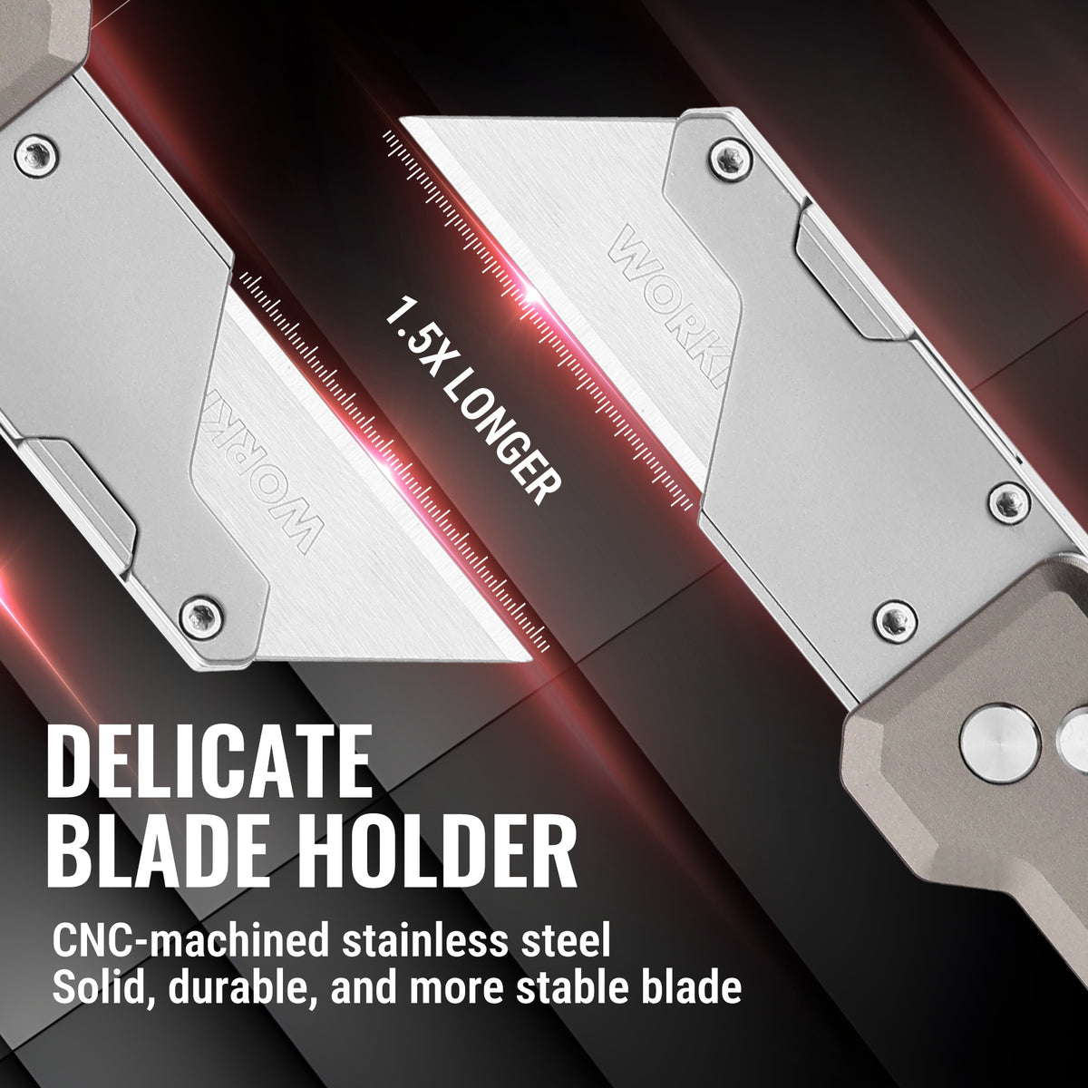 WORKPRO Titanium CNC Machined Utility Knife with extra 10 Blades, Aluminium Handle