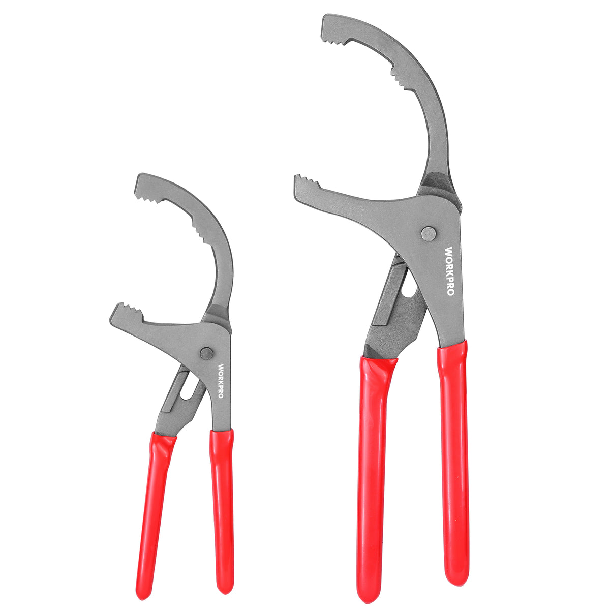 WORKPRO Oil Filter Wrench Set, 9" & 12" Oil Filter Removal Pliers Tools, Red