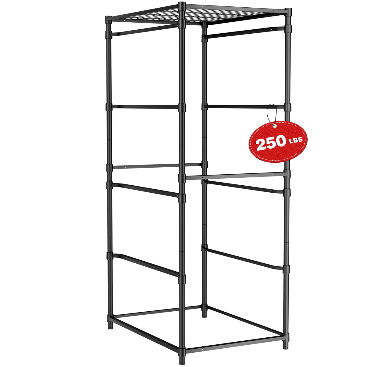 Workpro heavy duty metal storage rack in black with open wire shelves and freestanding construction