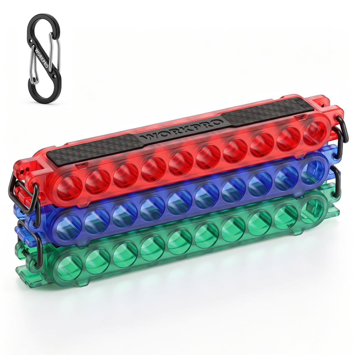 WORKPRO 3-Pack 1/4 in Hex Bit Holders, Bit Organizers with Carabiner