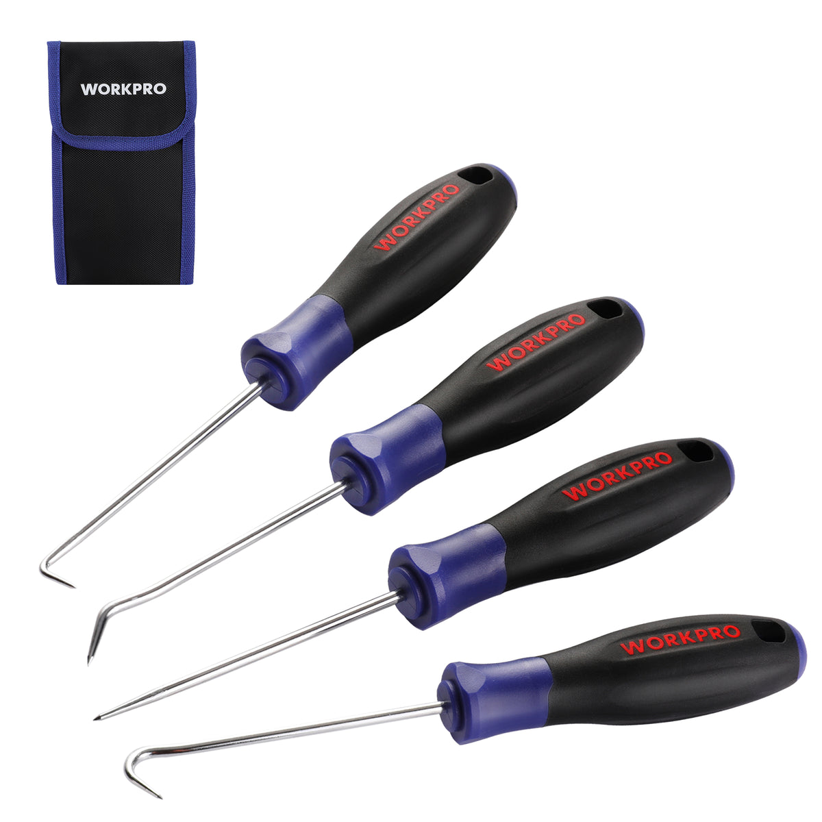 WORKPRO 4-piece precision pick and hook set with pouch, innovation quality high-quality secure durable convenient