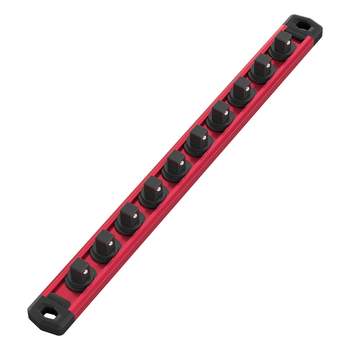 WORKPRO Magnetic Socket Organizer 1 2 inch drive red rack kit with durable secure clips, quality innovation