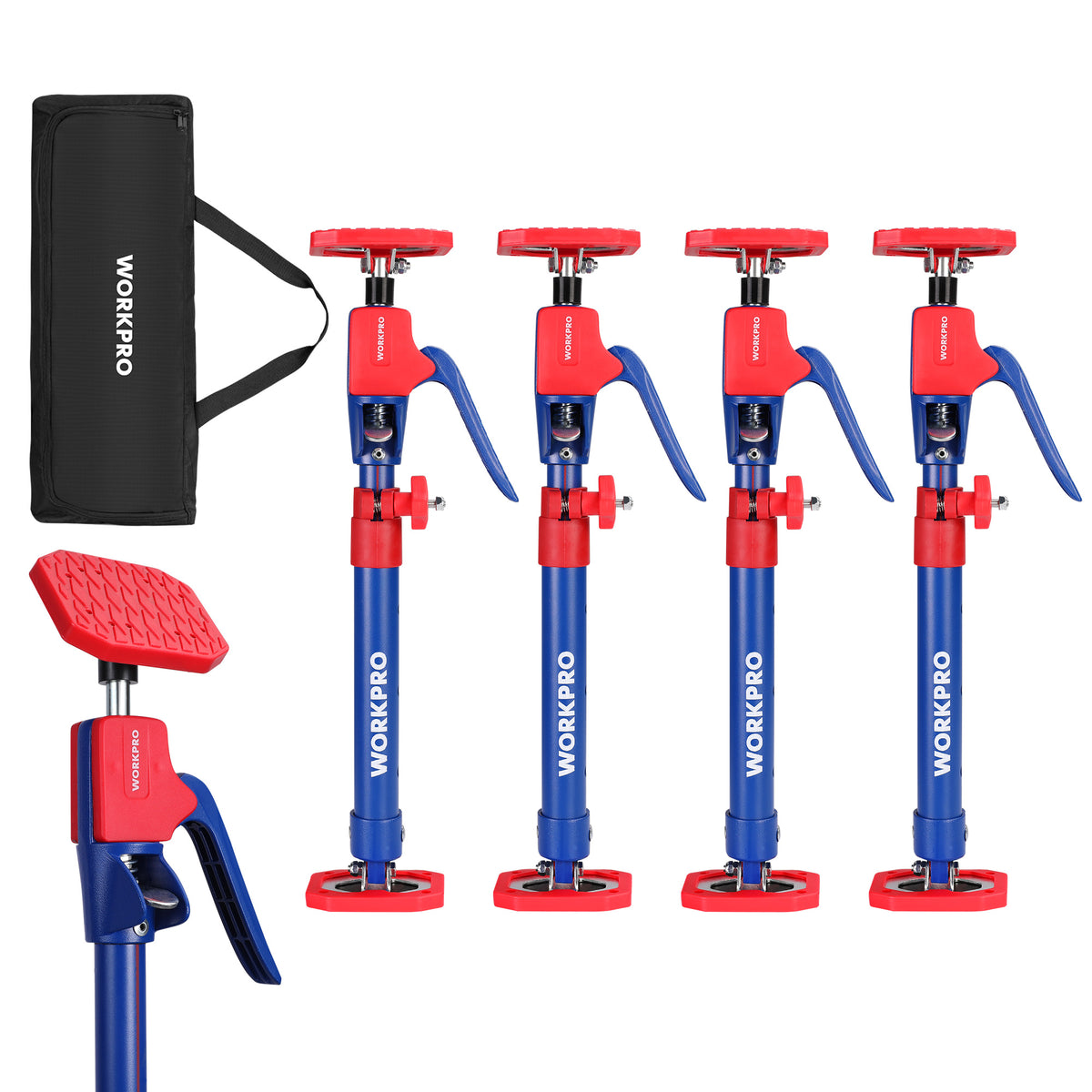 WORKPRO Cabinet Jack Support Pole 18-12 to 29-12 inch adjustable 154 lbs 4-pack with secure durable quality