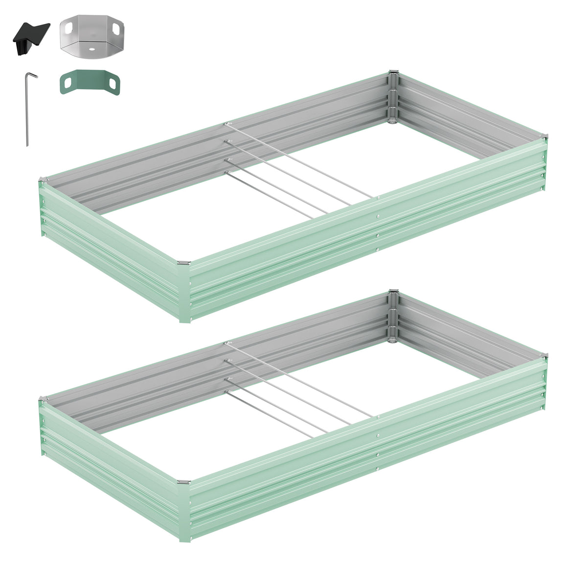 WORKPRO 7.5x4x1ft Outdoor Galvanized Metal Raised Garden Bed in green with quality galvanized steel for durable planting