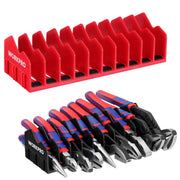 WORKPRO 2-Pack plier organizer rack in red plastic with non slip rubber base, durable quality innovation