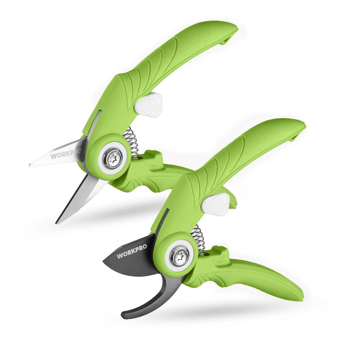 WORKPRO 2 pack garden pruning shears in green with innovation quality secure durable blades