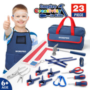 WORKPRO 23-piece tool set for children in blue with red storage bag, innovation and durable quality