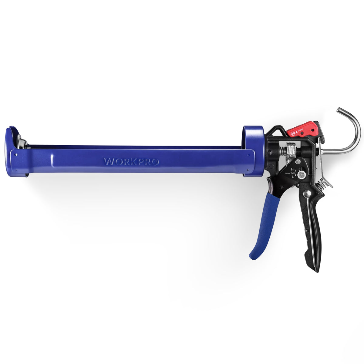 WORKPRO 29 oz caulking gun with blue barrel, innovation quality, secure durable convenient smooth rod plunger
