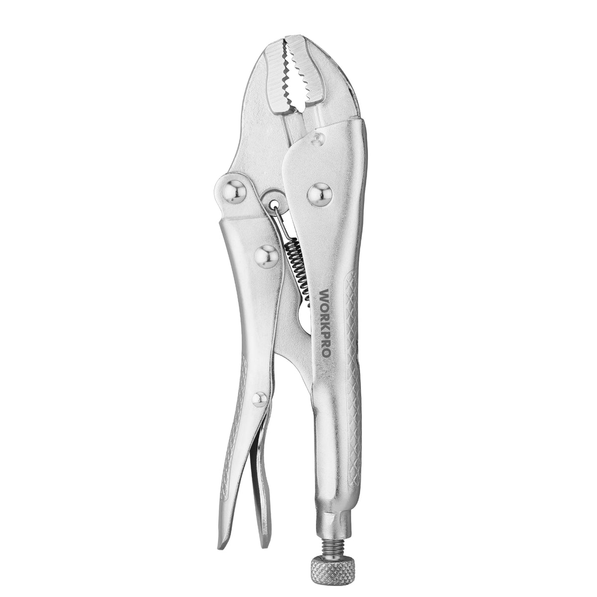 Workpro locking pliers, 4 inch mini curved jaw vice grips with visible spring and adjustable locking screw