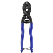 Workpro 8 inch mini bolt cutter with recess and spring, blue, featuring a high-hardness cutter head and soft-grip handles.