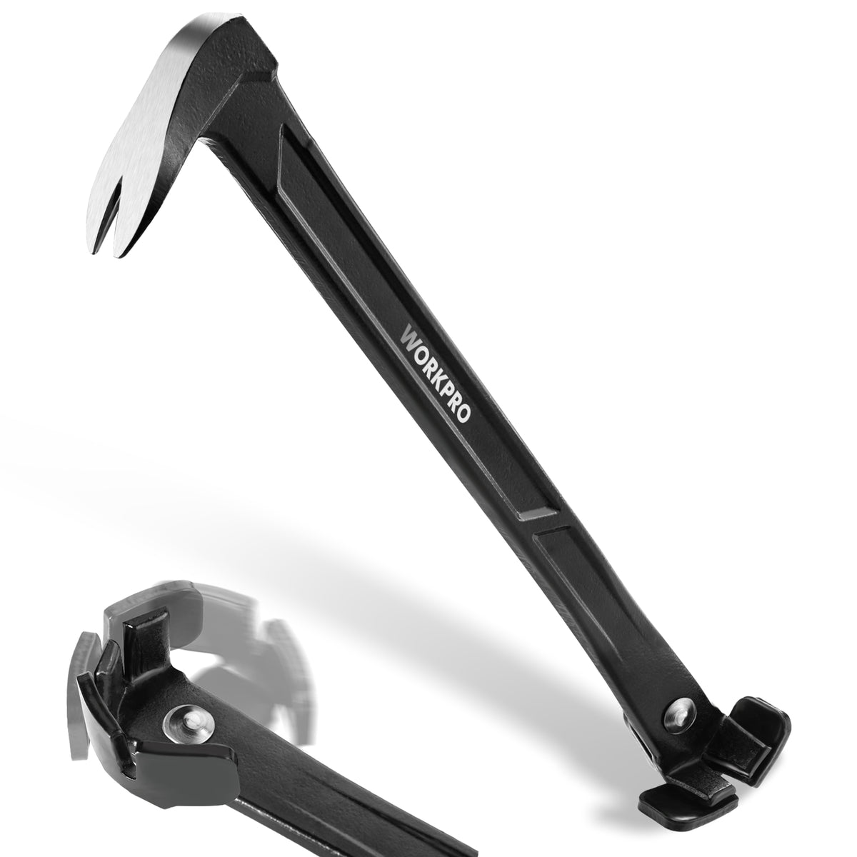 Workpro 13 inch nail puller with cat's paw and rocking puller, black metal combination shown separately