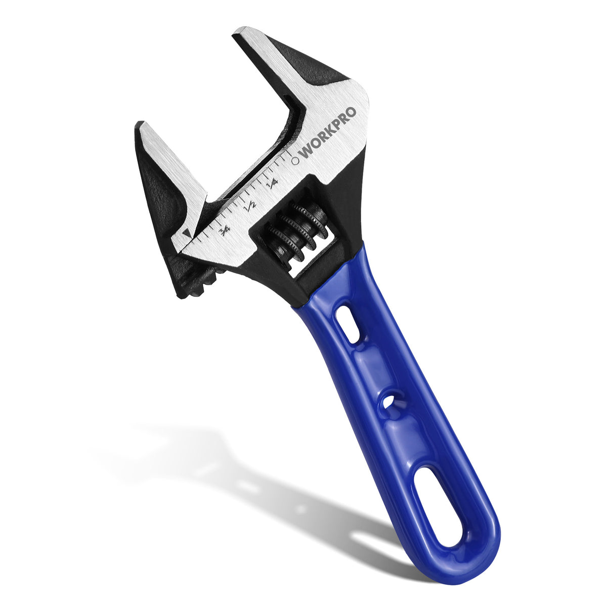 WORKPRO 4-Inch Stubby Adjustable Wrench with blue handle, innovation quality and durable secure grip