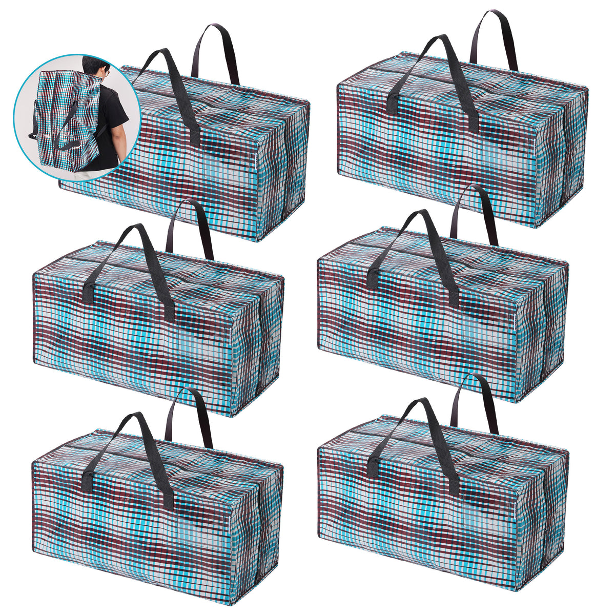WORKPRO 6 Pack Extra Large Moving Bags with zippers and carry handles, durable quality and secure innovation