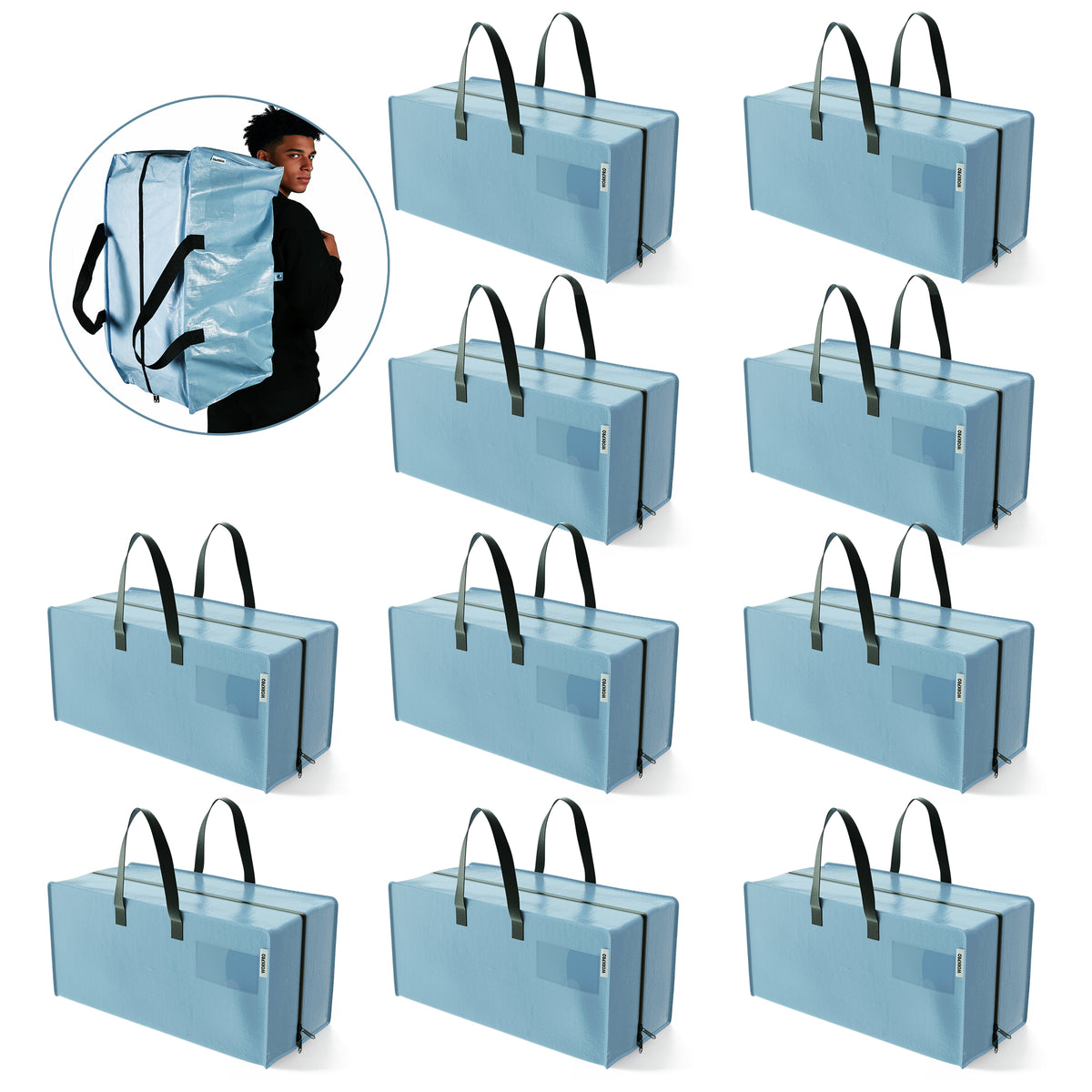 WORKPRO 10 Pack extra large moving bags in dusty blue innovation quality high-quality secure durable design