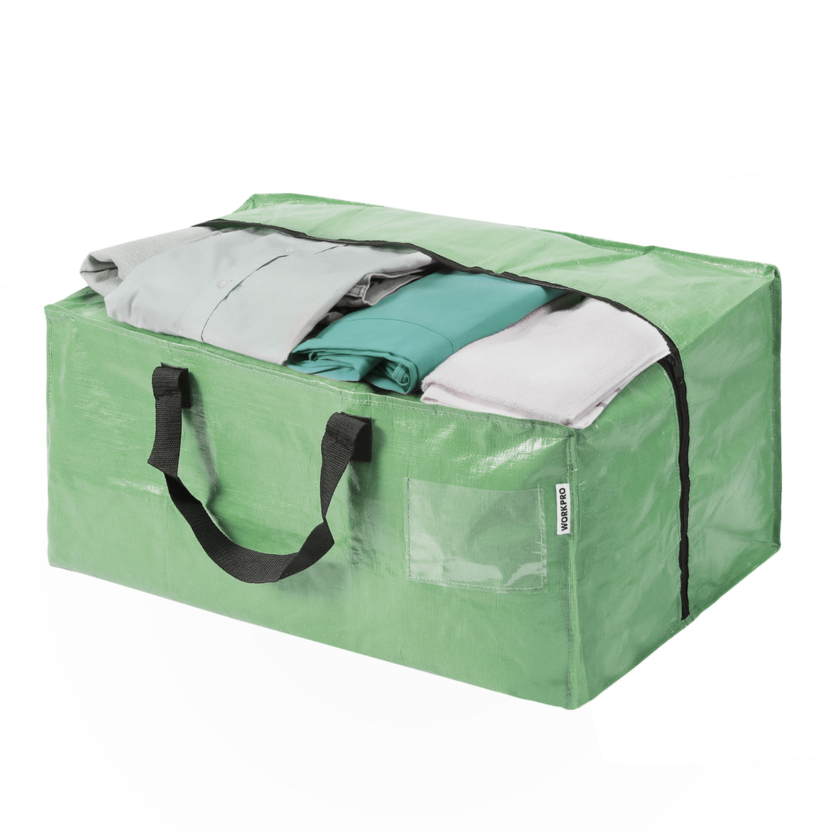 WORKPRO 1 Pack Extra Large Moving Bags with Zippers and Carrying Handles, green innovation quality durable tote
