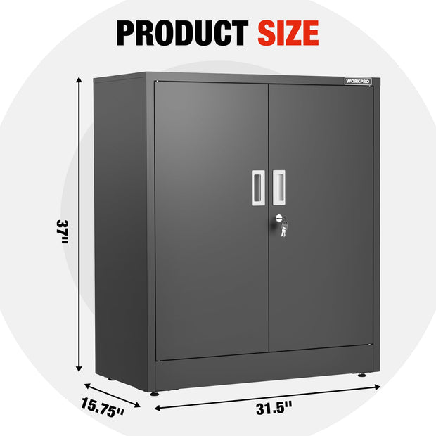 WORKPRO Small Industrial Metal Storage Cabinet with Doors and Shelves ...
