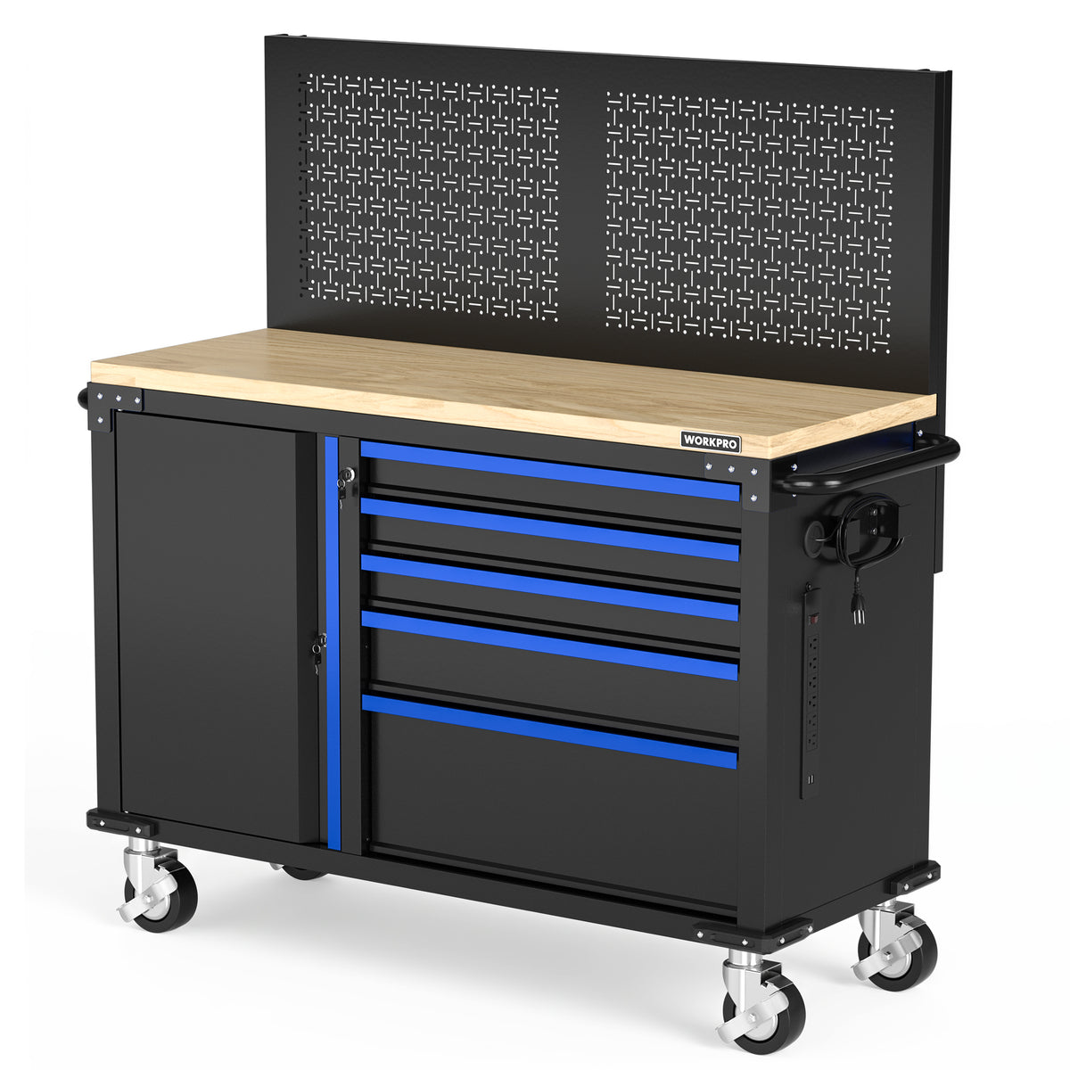 WORKPRO 52 inch x 20 inch Rolling Tool Chest with Pegboard, 5-Drawer and 1-Door, innovation quality
