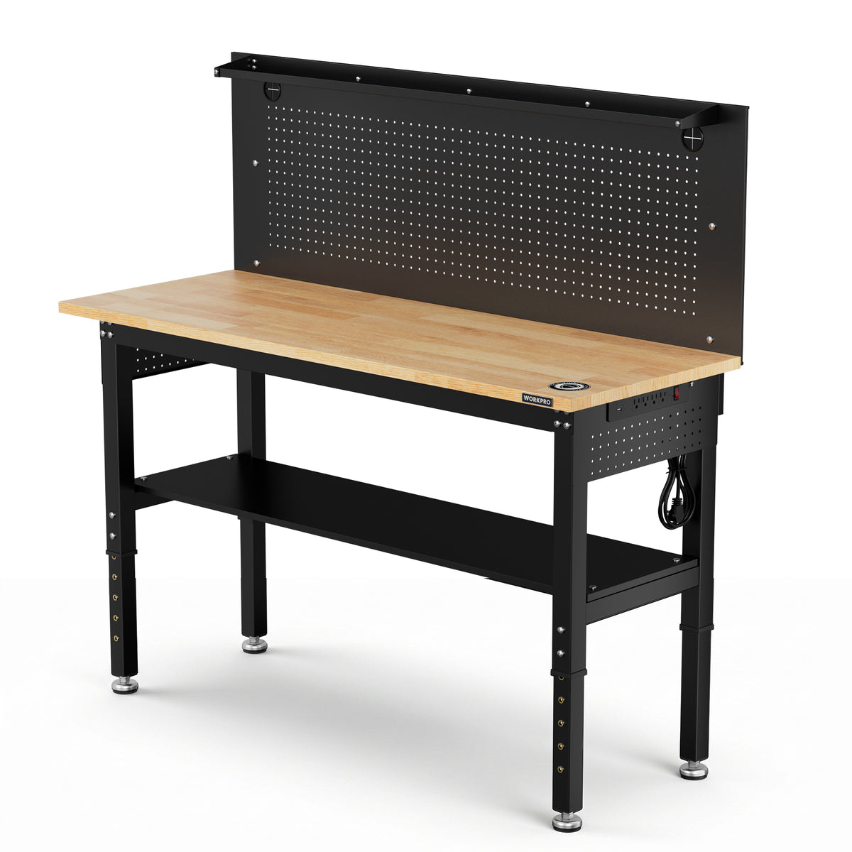 WORKPRO 60＂x 22＂ Adjustable Height Workbench with Pegboard