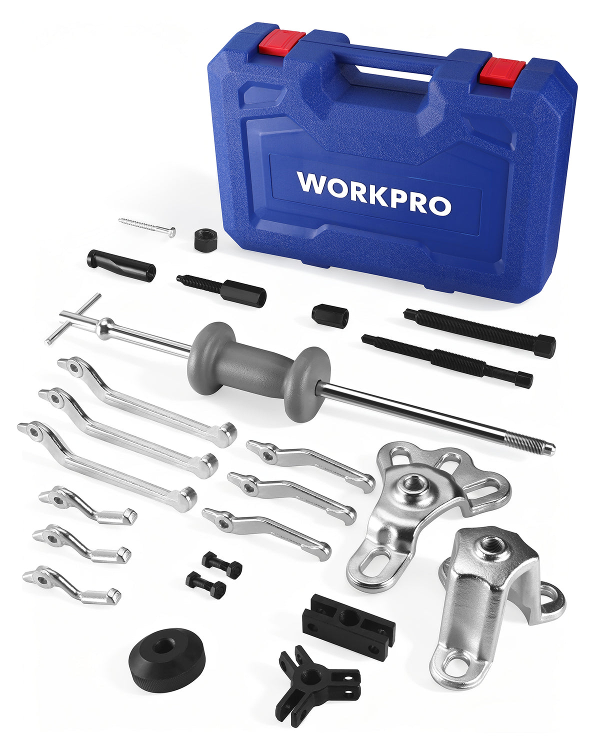WORKPRO 9-Way Slide Hammer Puller Set in blue innovation quality carbon steel with durable secure tools