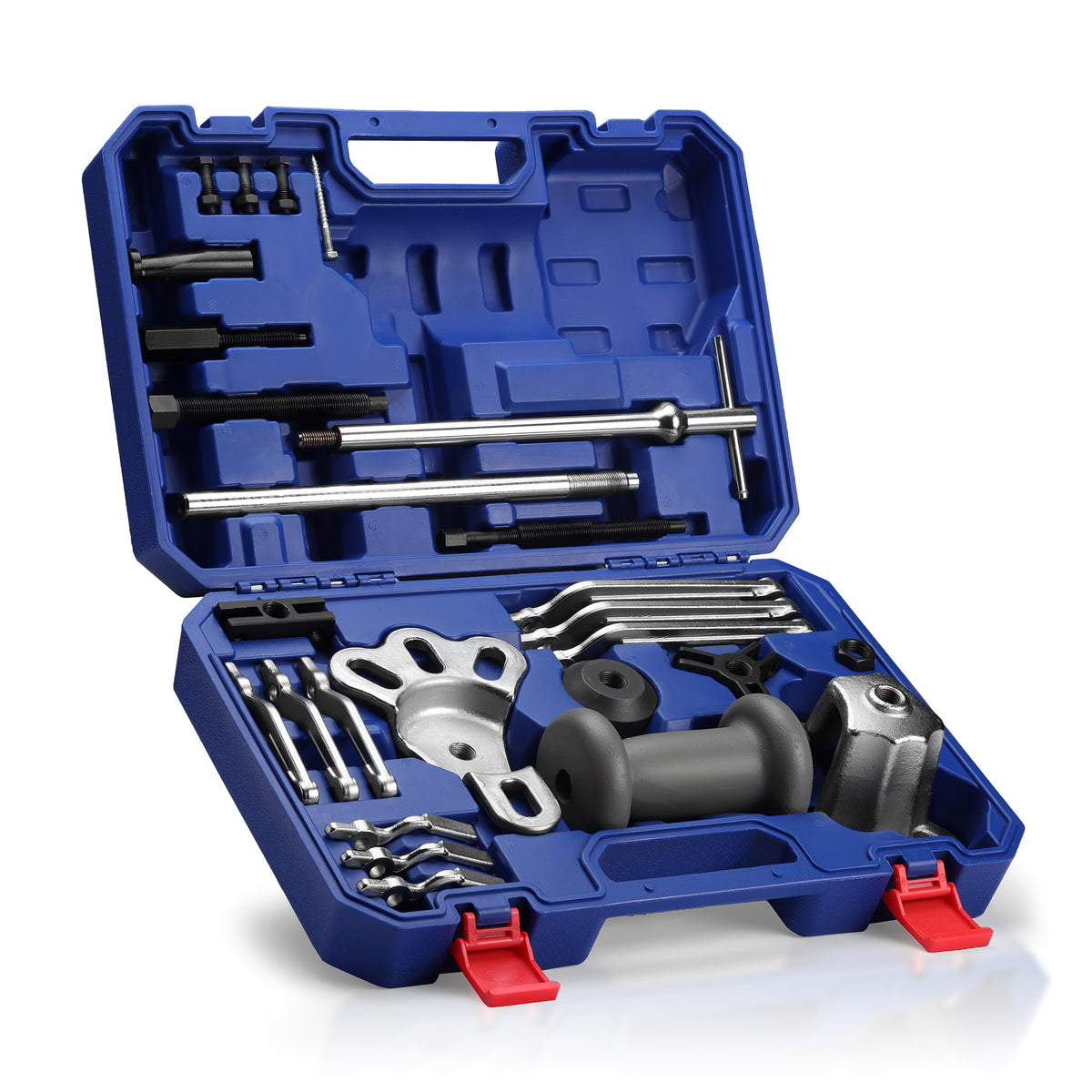 WORKPRO 9-Way Slide Hammer Puller Set in blue with carbon steel tools for wheel bearing removal innovation