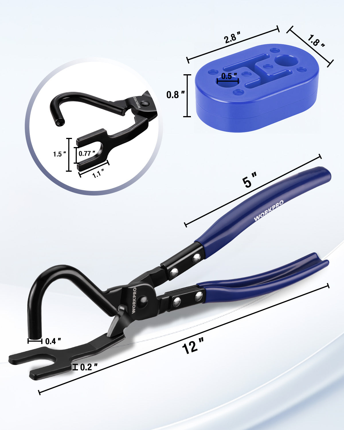 WORKPRO Exhaust Hanger Removal Tool with 4 rubber hangers, innovation quality durable secure grip