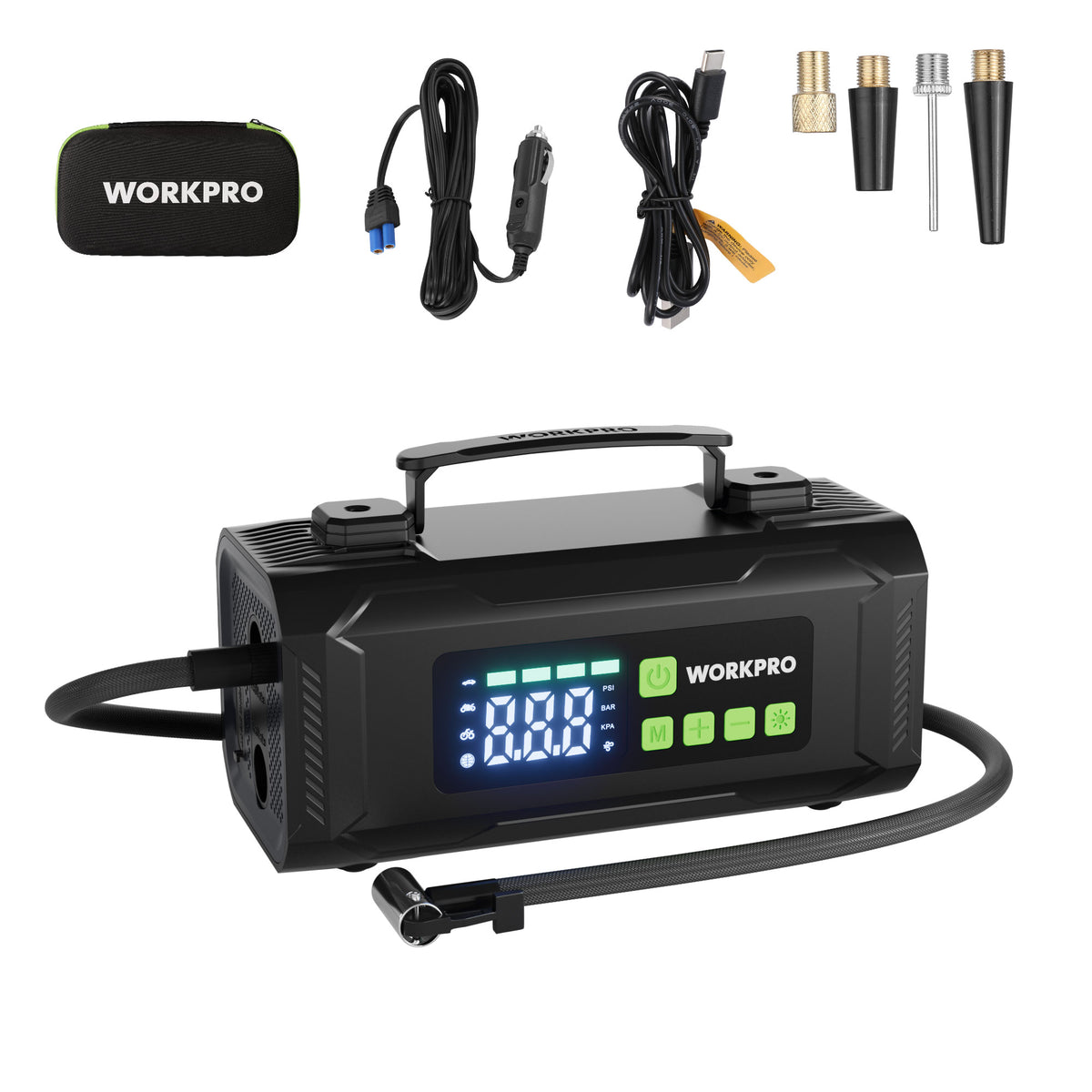 WORKPRO 12V Tire Inflator Portable Air Compressor,Air Compressor Portable with Digital Screen, 3X Faster Inflation Air Pump for Car, Bike, Ball, Motor