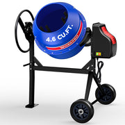 WORKPRO 4.6 Cu.Ft. Electric Cement Mixer, 600W 0.8HP Portable Concrete Mixer with Wheels & Stand Steel for Stucco, Mortar & Seeds(W)