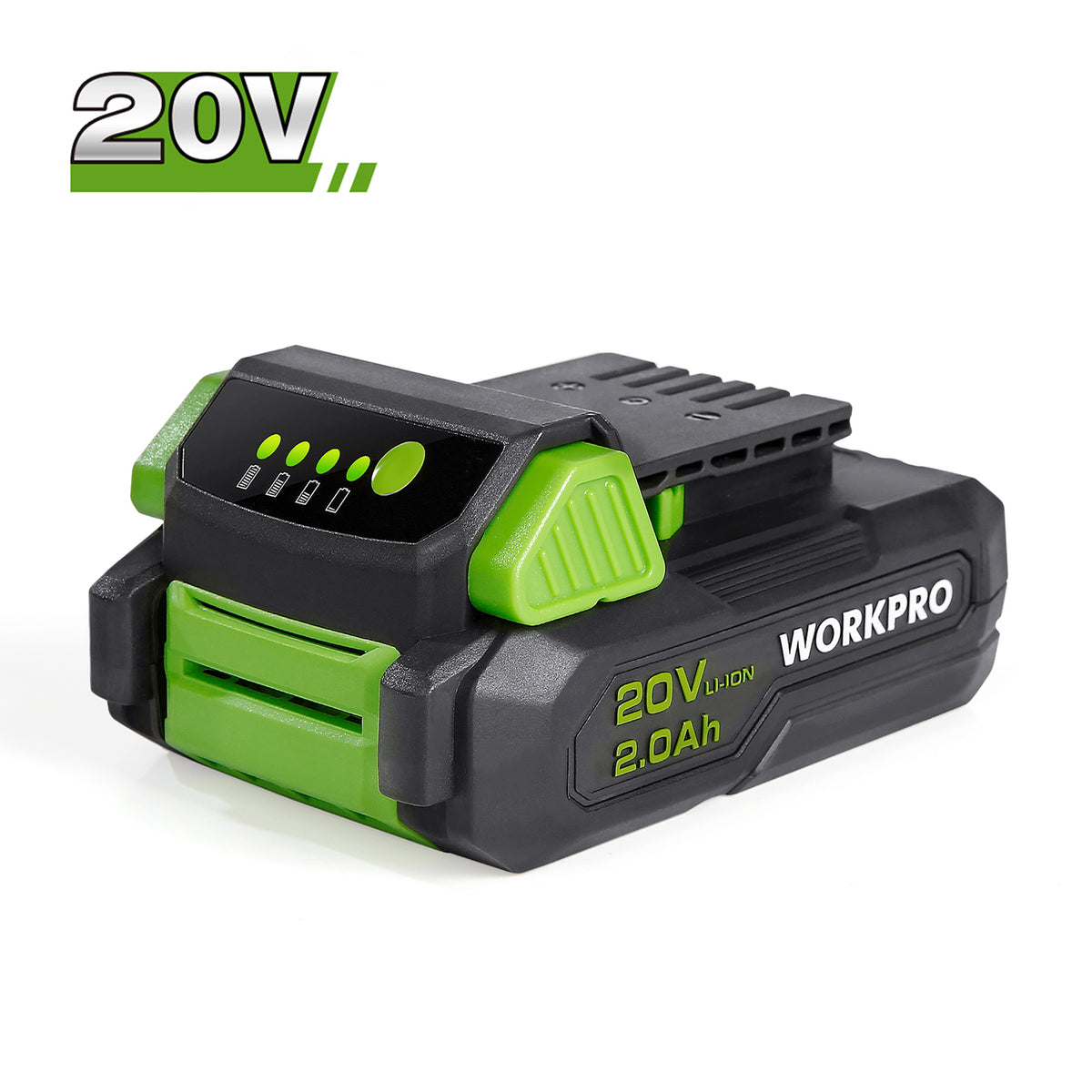 WORKPRO 20V 2.0Ah Lithium-ion Battery Pack innovation quality with 4 LED indicator lights, secure and durable